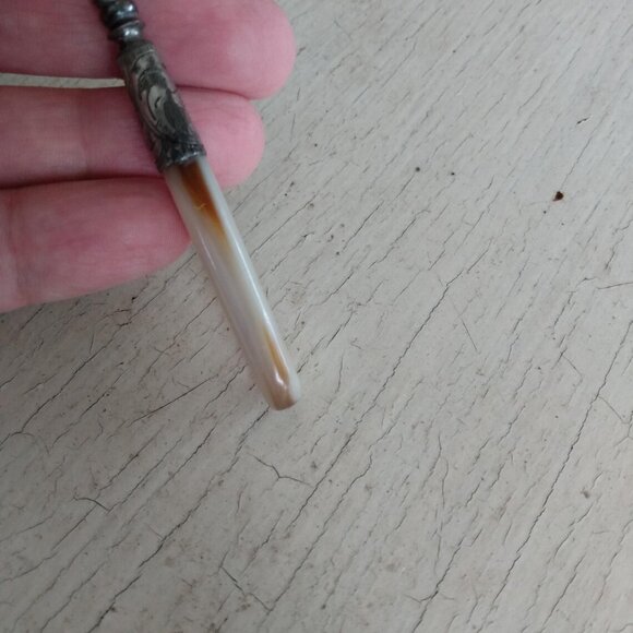 Vintage Victorian Button Hook MOP Mother of Pearl Handle Antique Shoes Boots - Picture 12 of 13